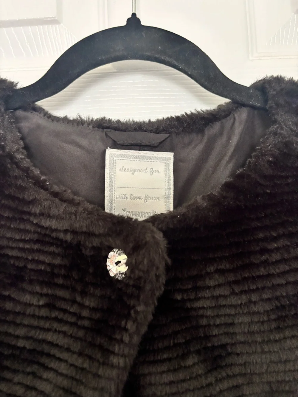 Gymboree Girls Black Faux Fur Bolero Jacket